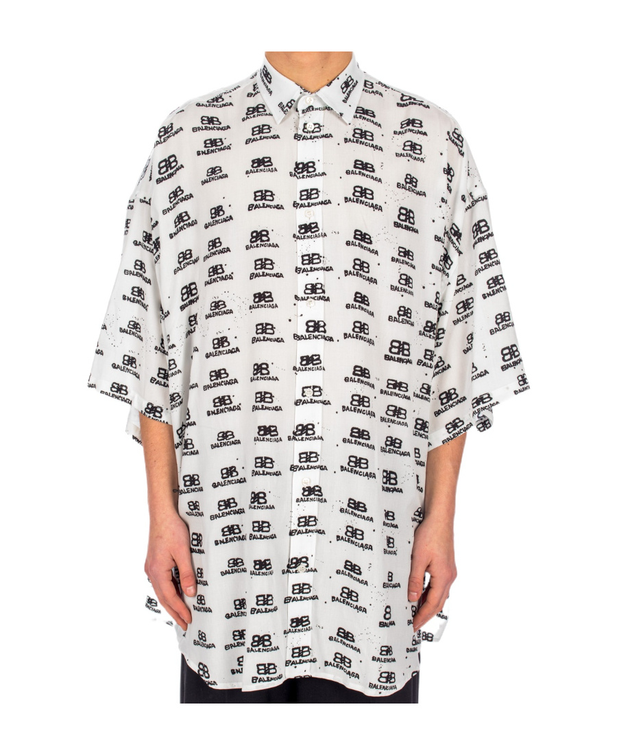 Balenciaga Monogram-pattern Print Shirt In White