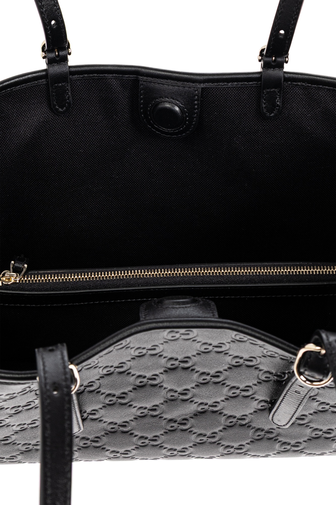 Gucci Women Gg Emblem Leather Shoulder Bag In Black