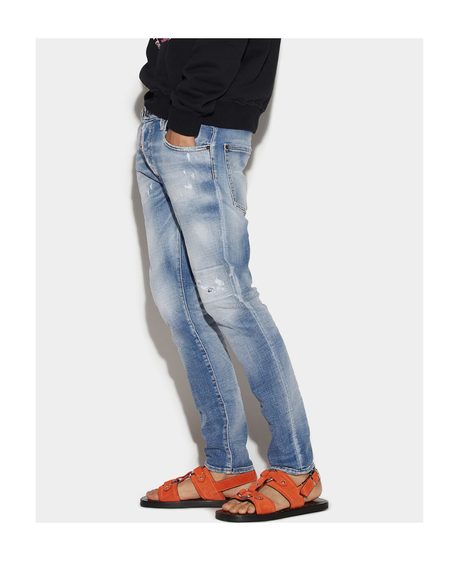 Dsquared2 Distressed Slim-cut Jeans In Blue