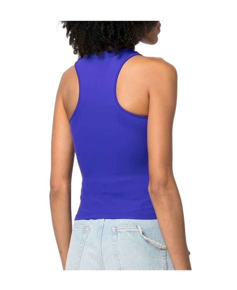 Off-white Asymmetric Cropped Top Logo Embossed In Blue