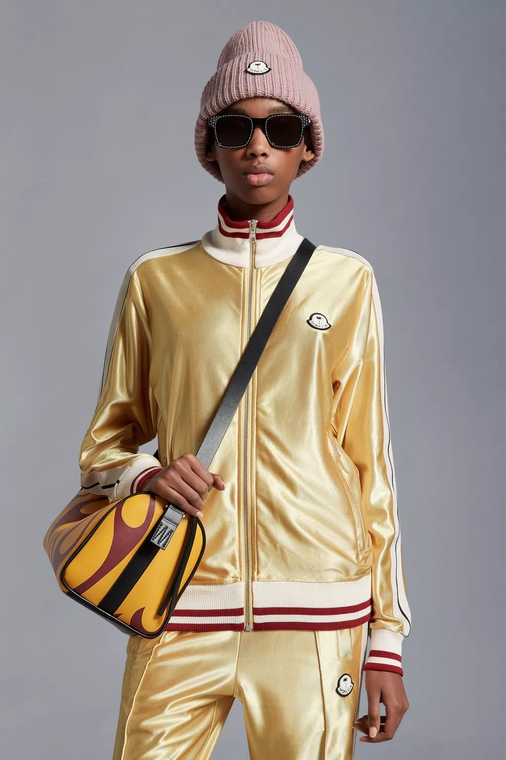 MONCLER SHINY ZIP-UP SWEATSHIRT