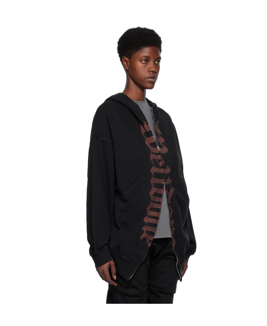 We11 Done Logo-print Zipped Hoodie In Black