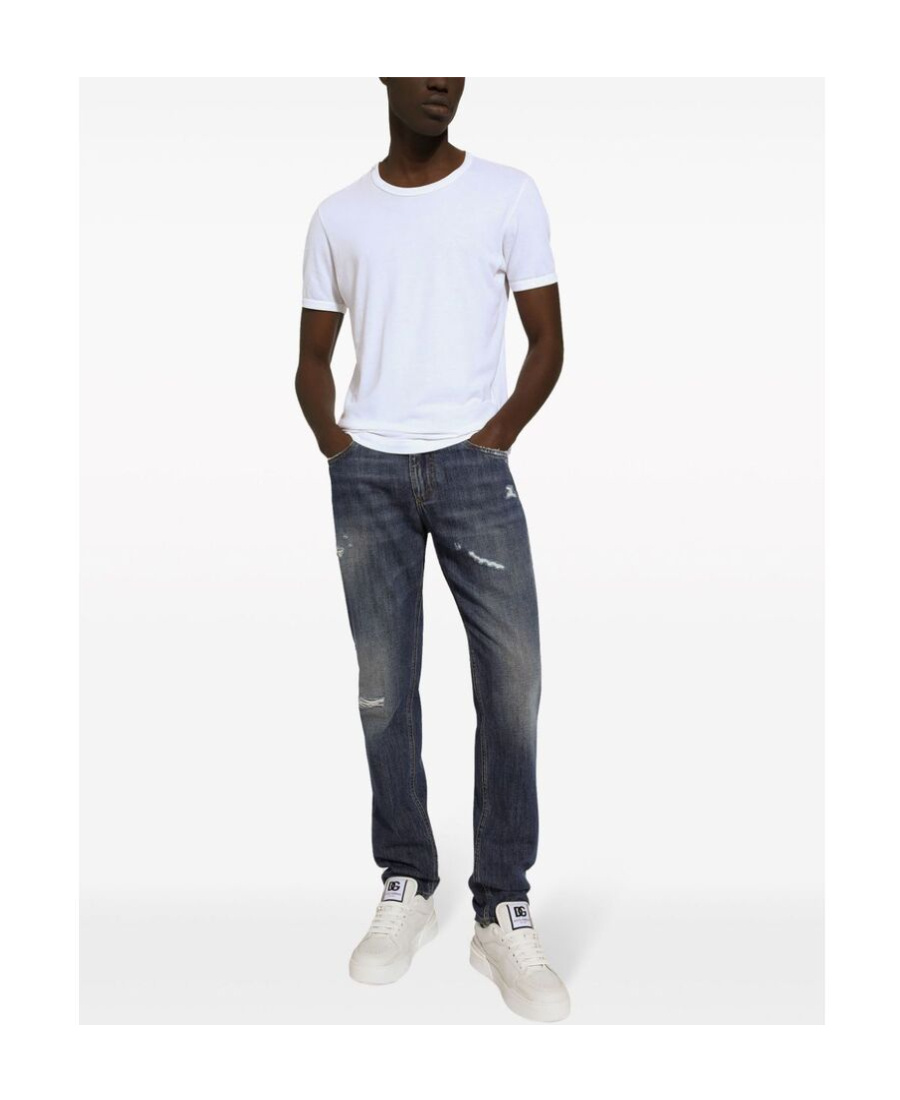 Dolce & Gabbana Straight-leg Cotton Jeans In Black