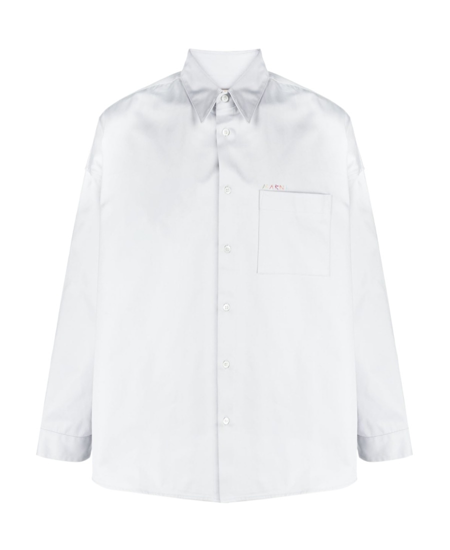 Marni Logo-embroidered Cotton Shirt In White