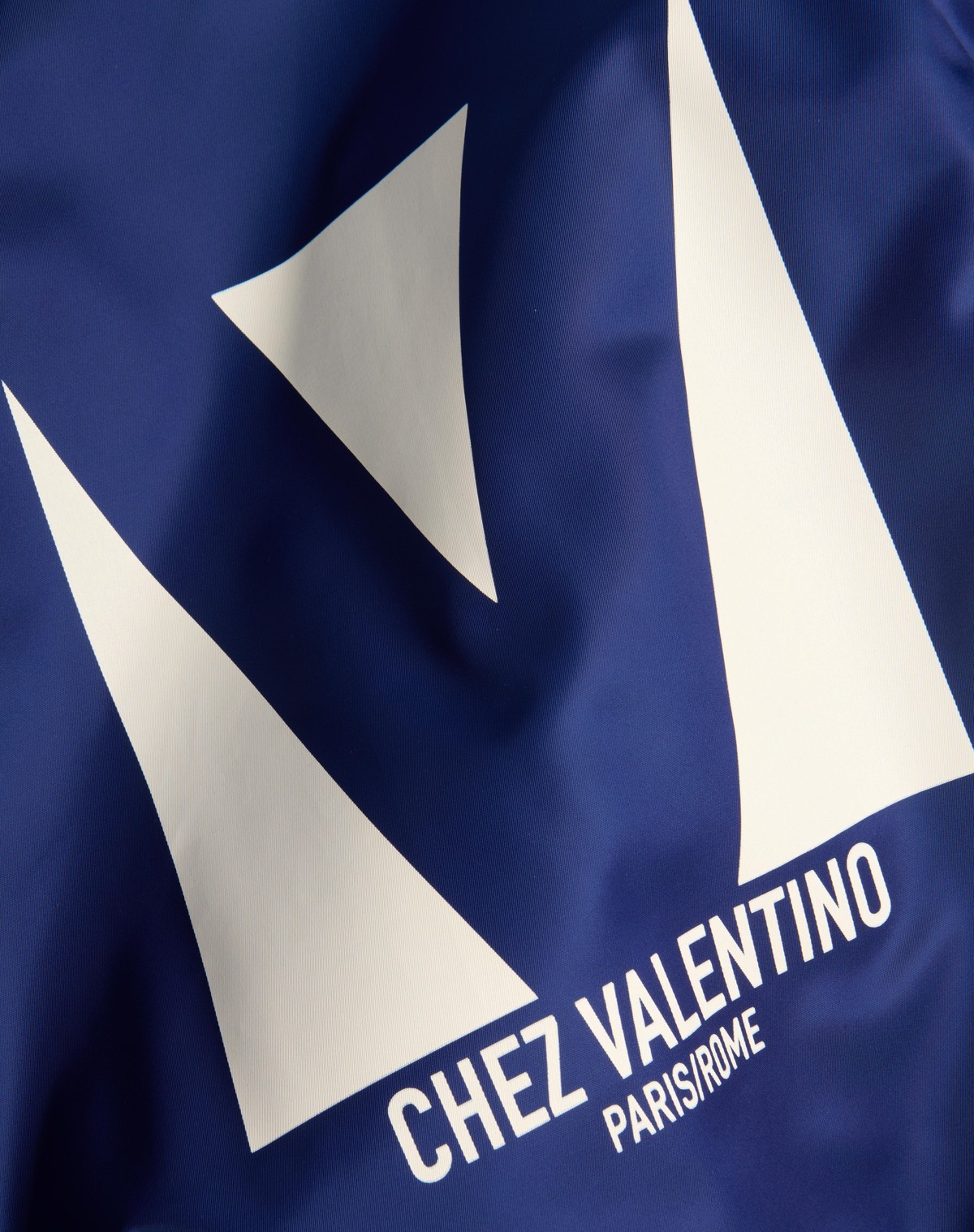 Valentino Blue Bomber Jacket In Printed Polyamide With Zip And High Collar In Blue
