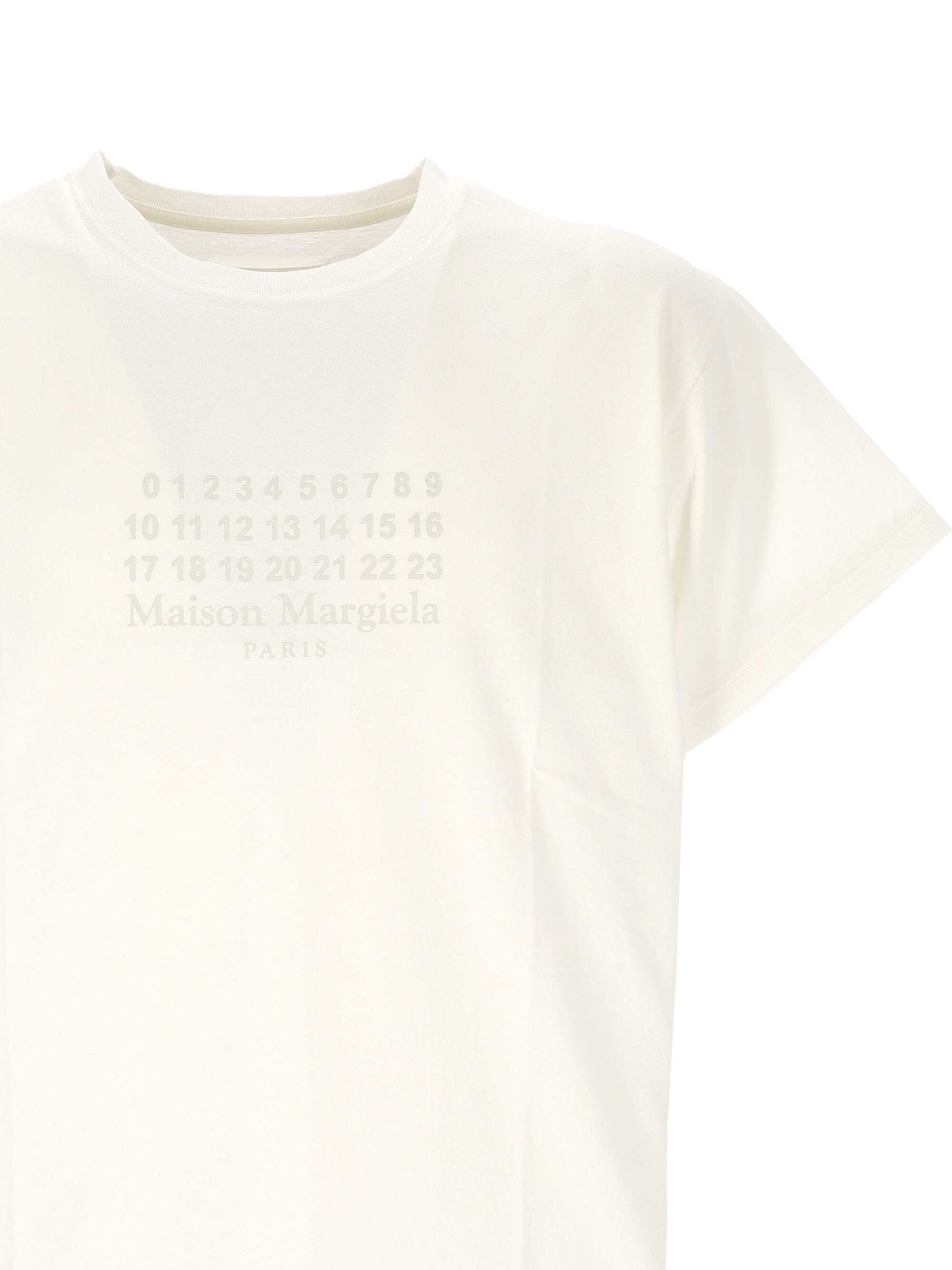 Maison Margiela Logo Printed Crewneck T-shirt In White