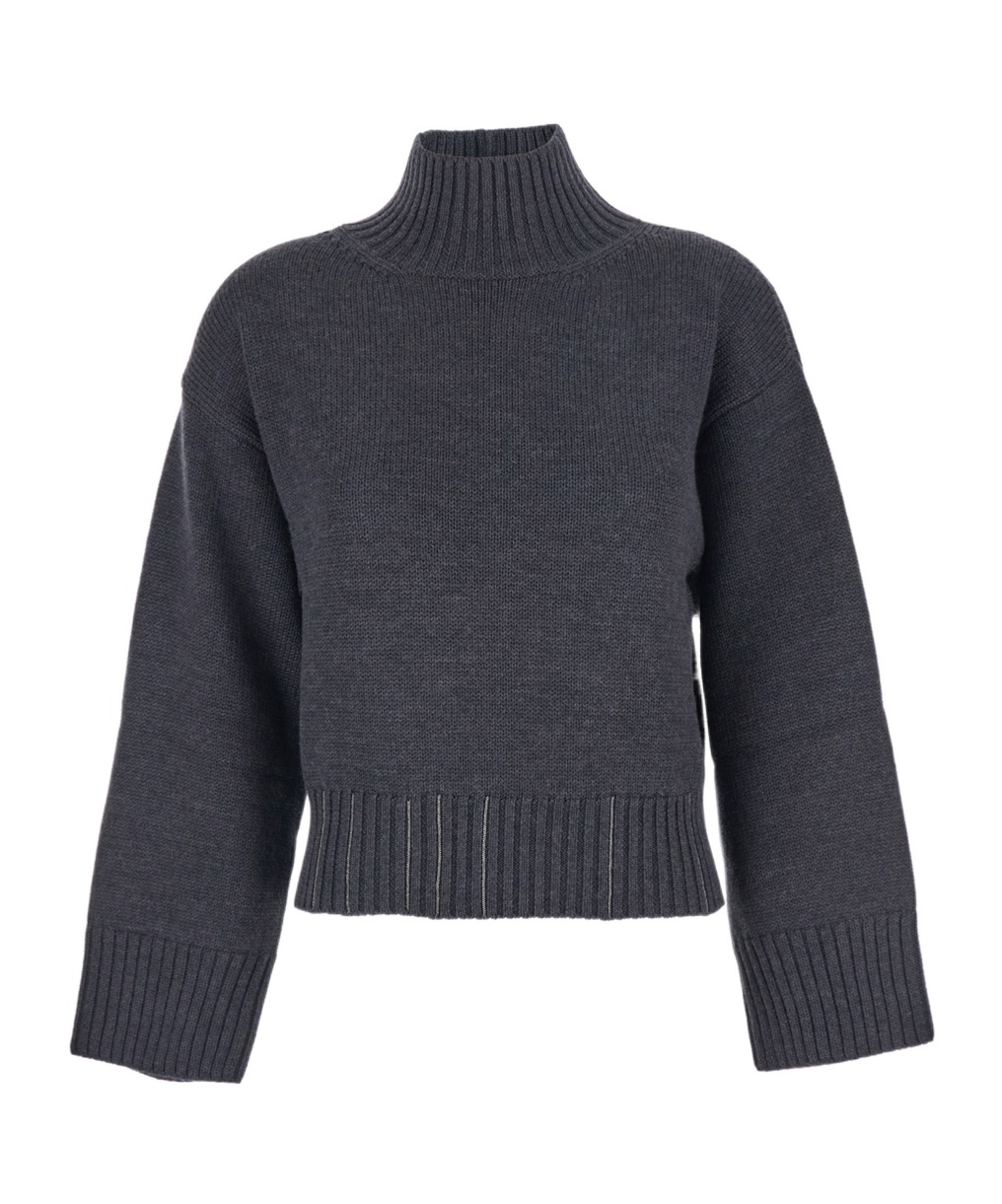 Fabiana Filippi High-neck Striped Sweater In Black