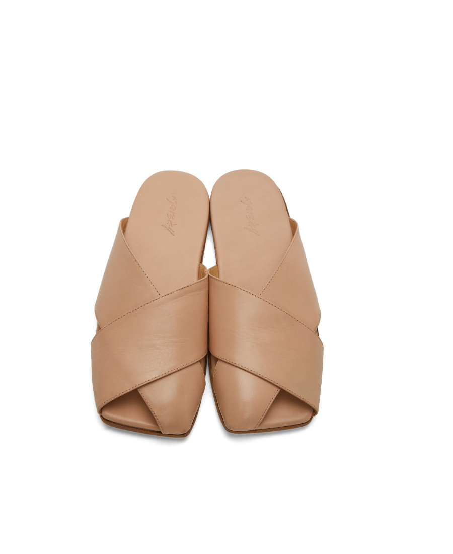 Shop Marsèll Flat Leather Mules In Nude