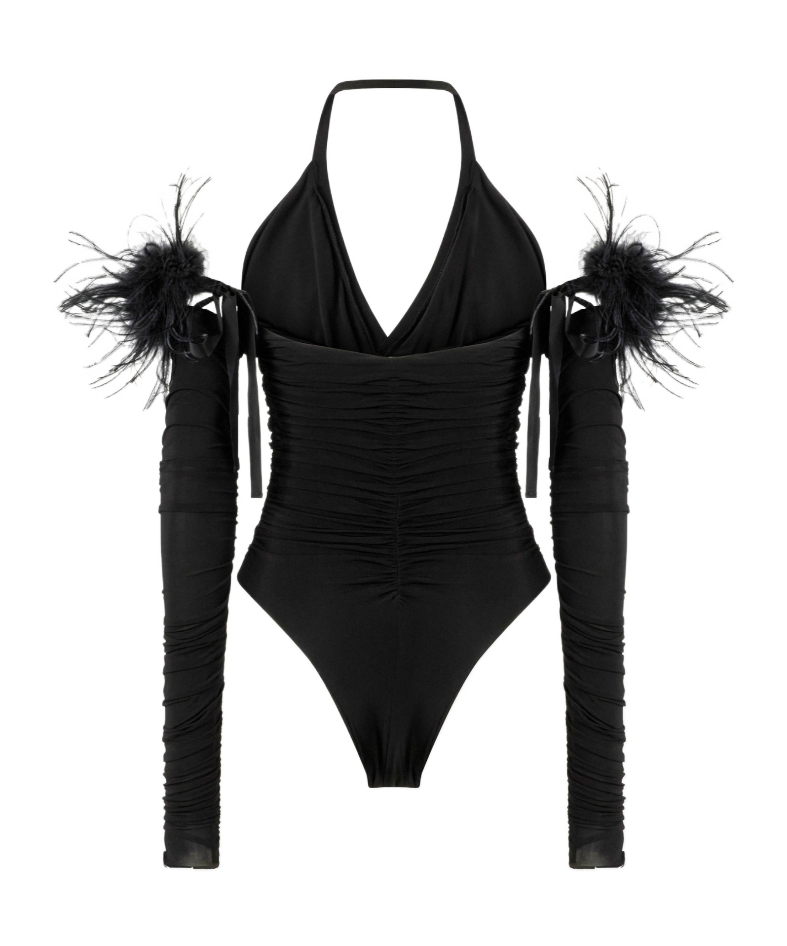 Pinko Bodysuit With Feathers In Black