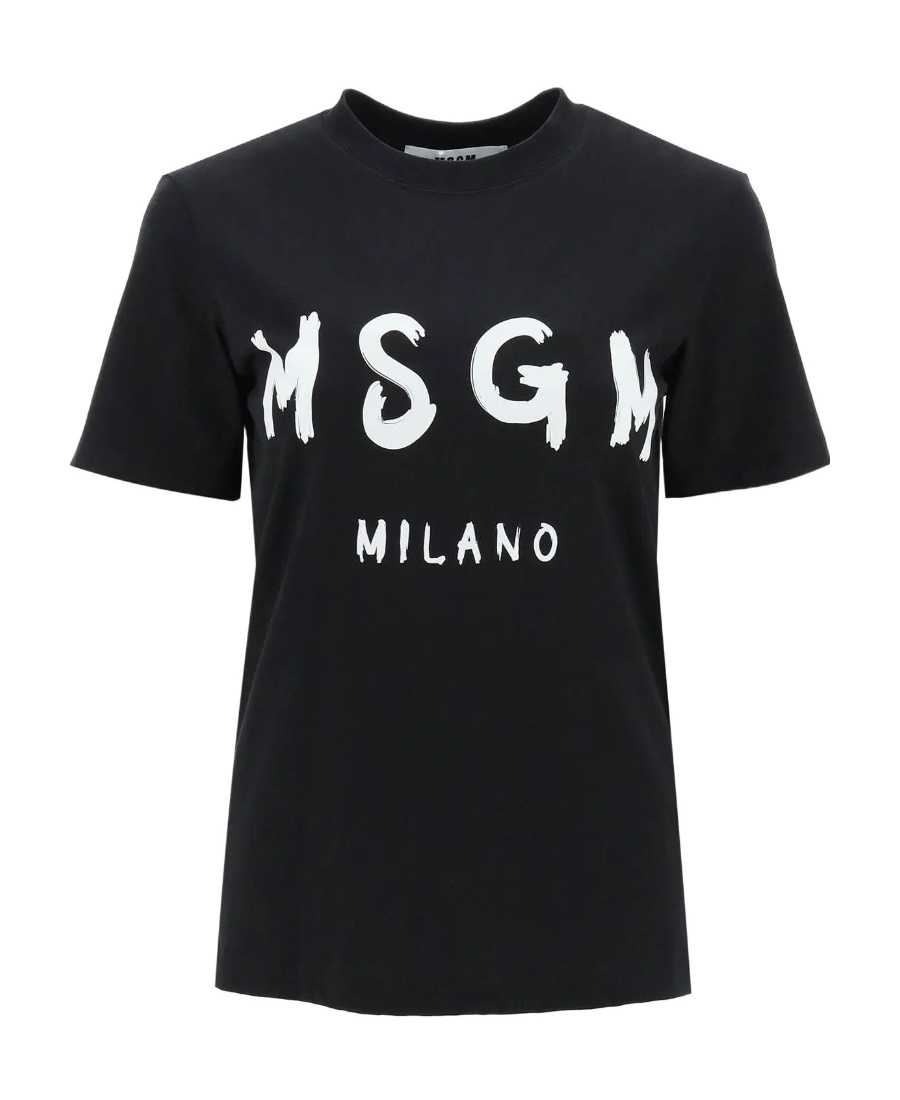Msgm Black Printed T-shirt In Black