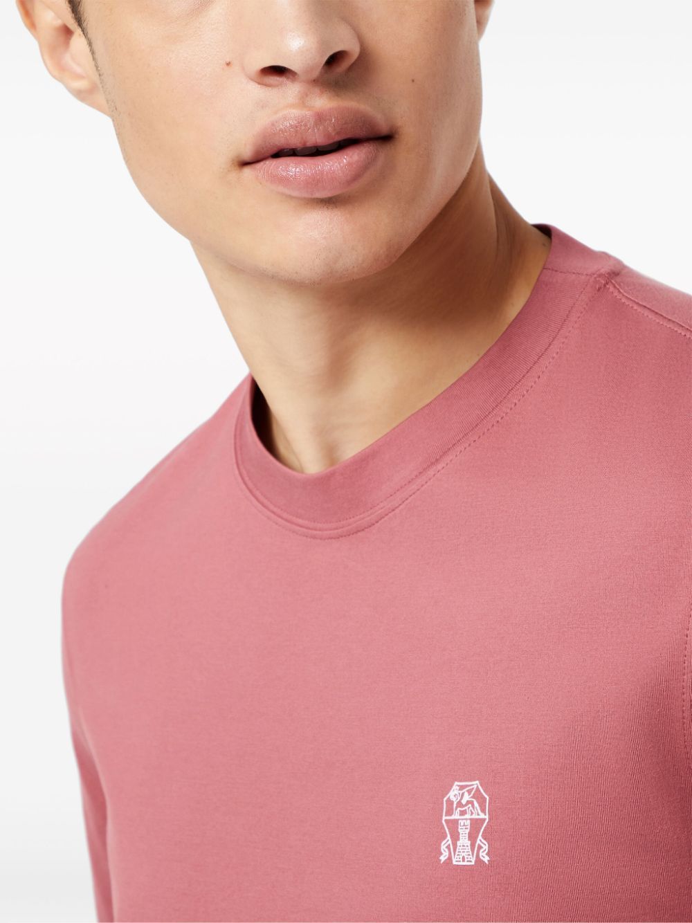 Brunello Cucinelli Logo-print Cotton T-shirt In Pink