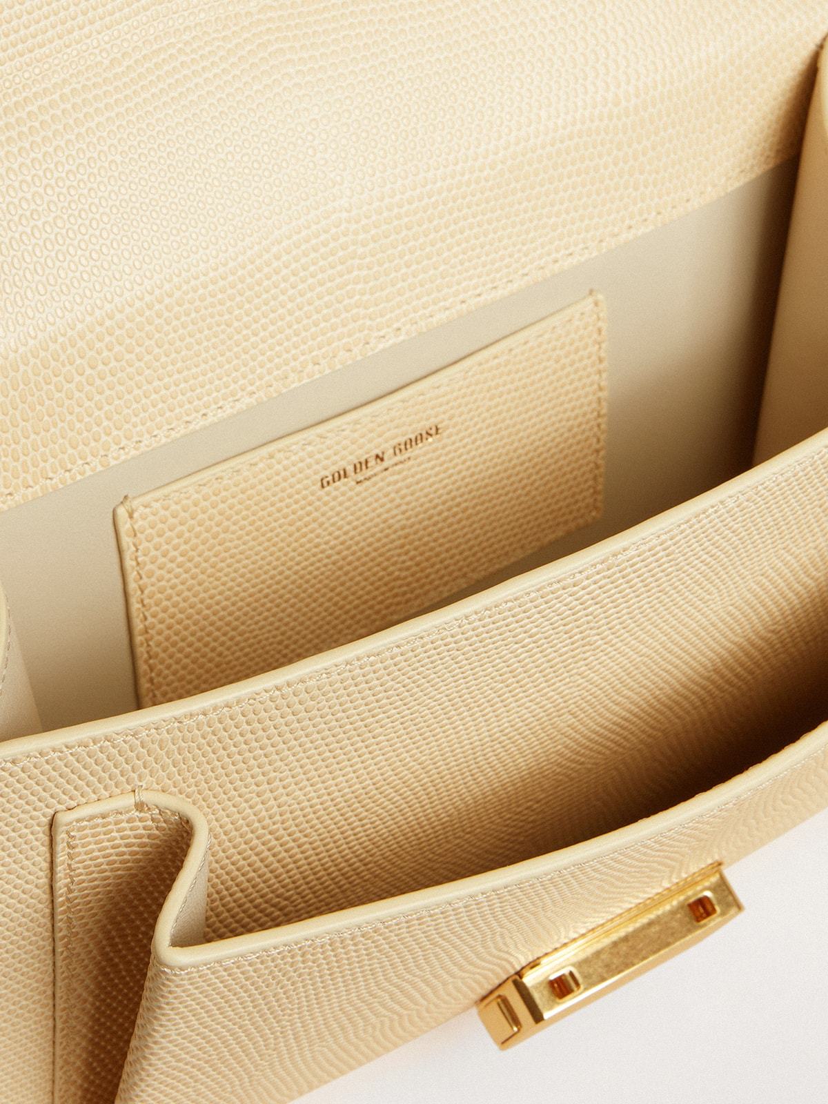 GOLDEN GOOSE VENEZIA BAG IN BEIGE PYTHON-PRINT LEATHER WITH GOLD DETAILS 