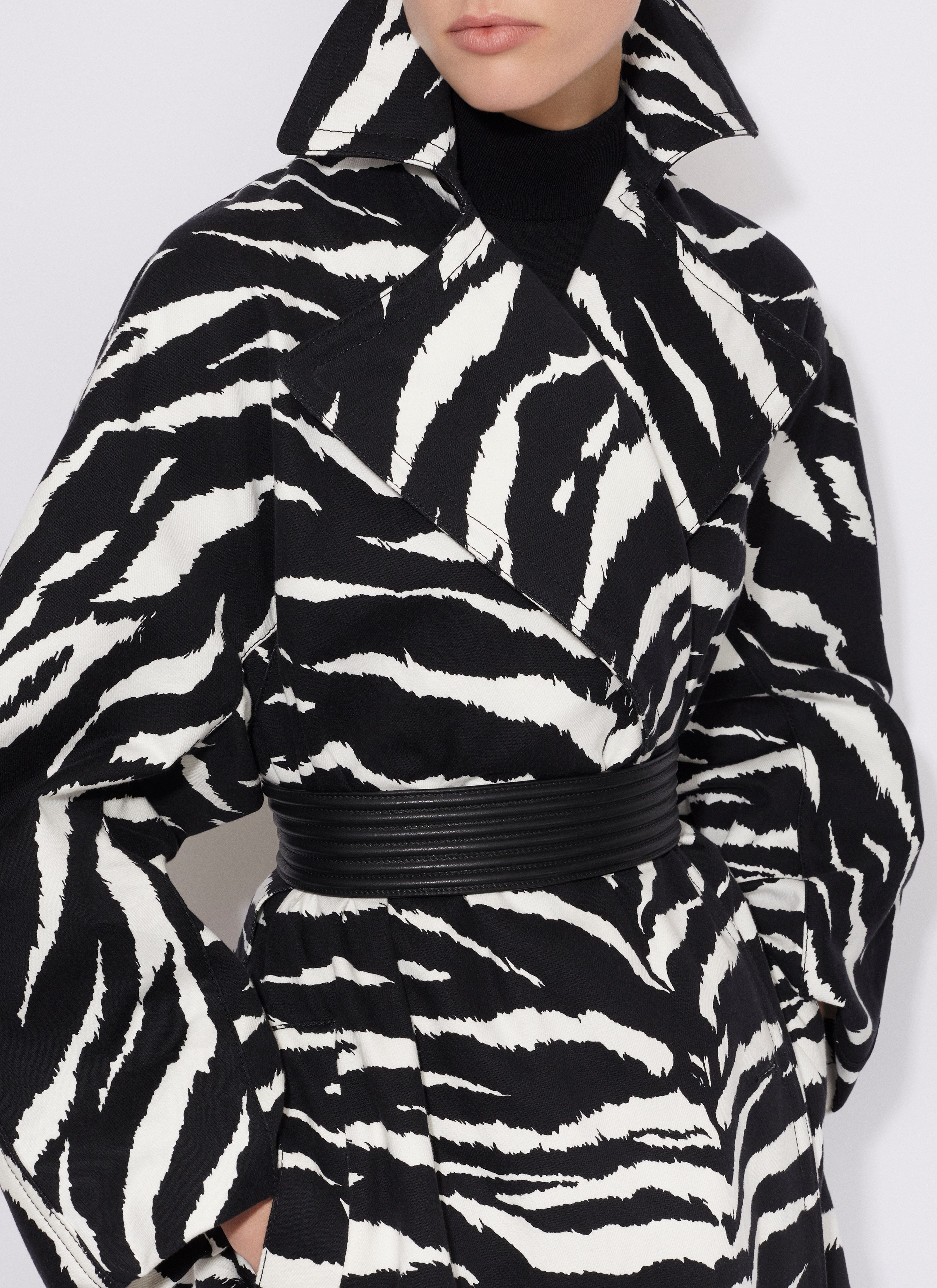 ALAÏA ALAÏA ZEBRA-PRINTED BELTED TRENCH COAT