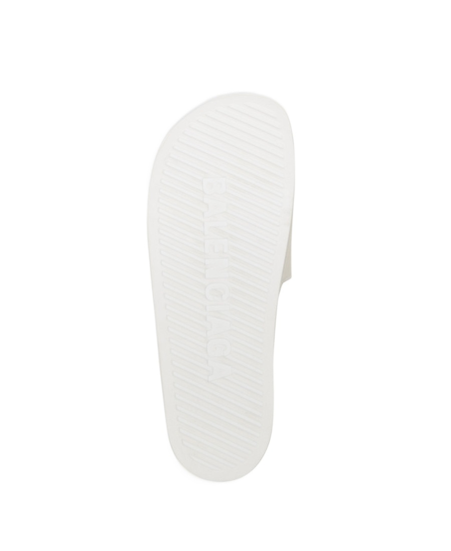 Balenciaga Lettering Logo Pool Slides In White