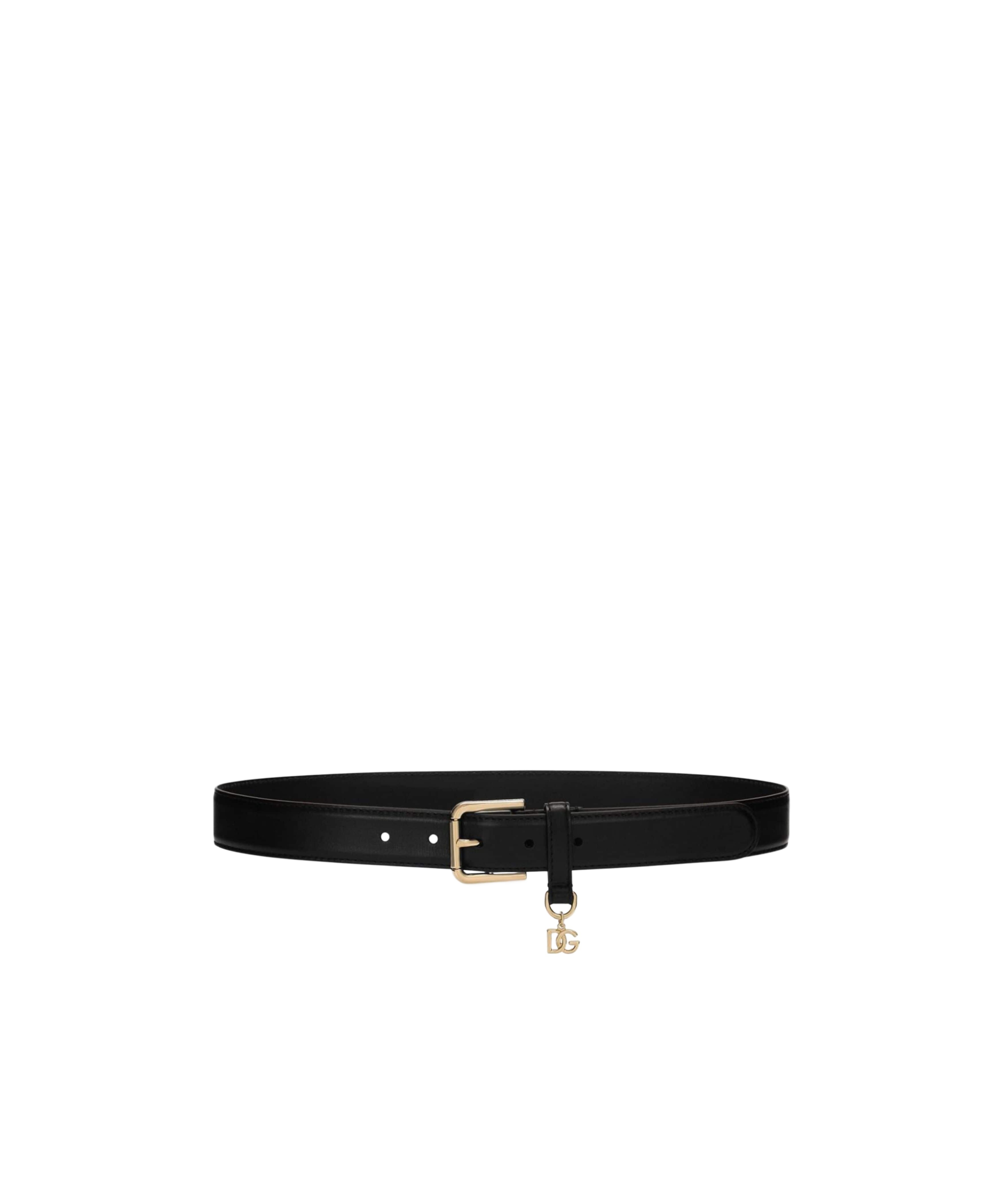 Dolce & Gabbana Logo-charm Leather Belt In Black