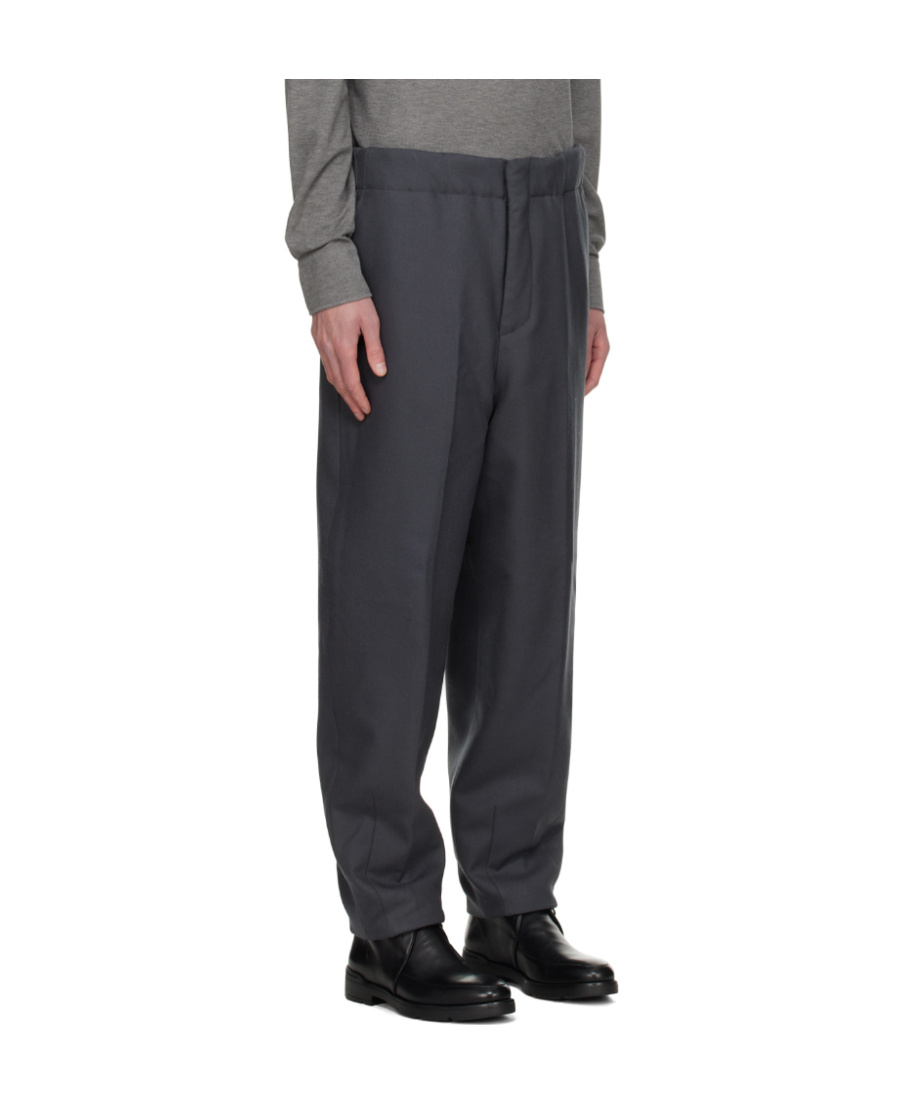 Zegna Gray Padded Trousers In Black