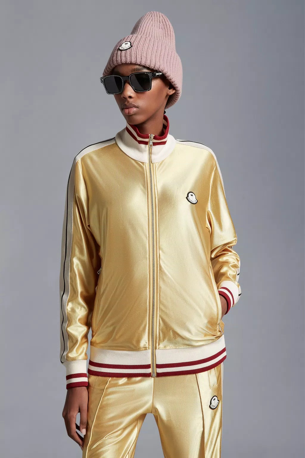MONCLER SHINY ZIP-UP SWEATSHIRT