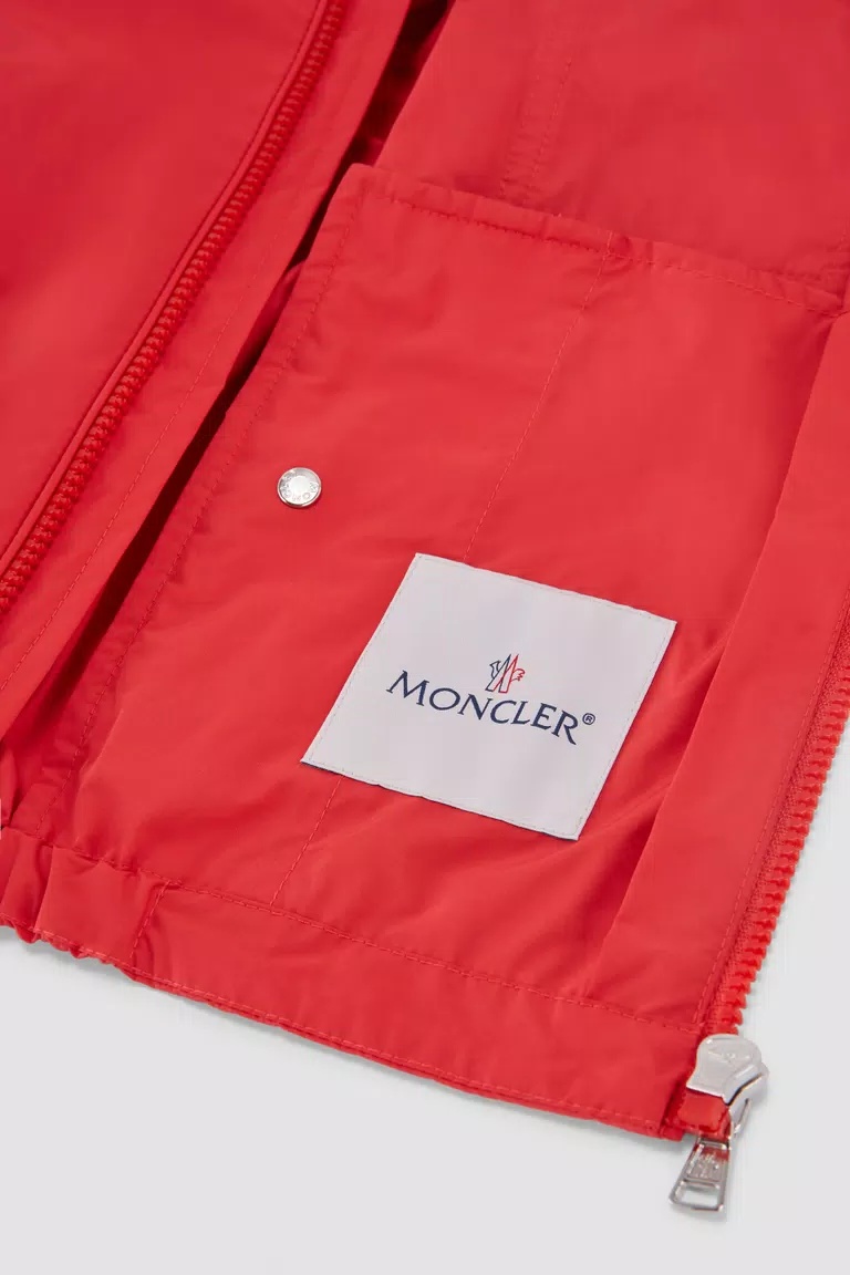 Moncler Enfant Logo Patch Hooded Zipped Jacket In Red
