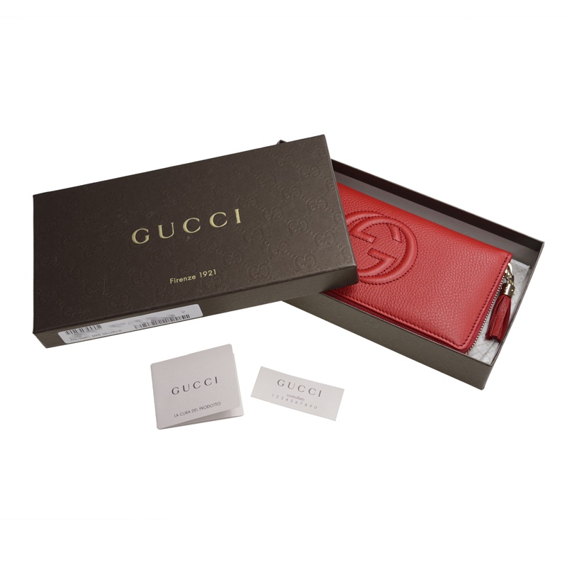 Gucci Logo Details Long Wallet In Red