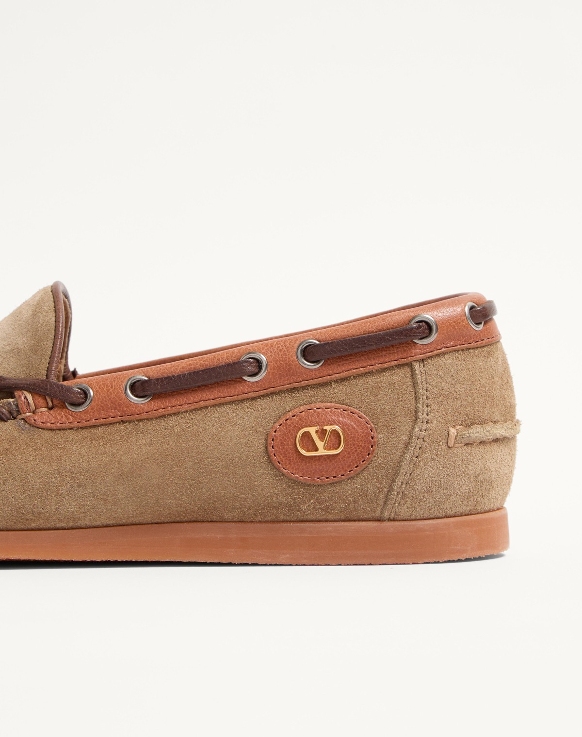 Valentino Palm Avenue Suede And Leather Loafers In Brown