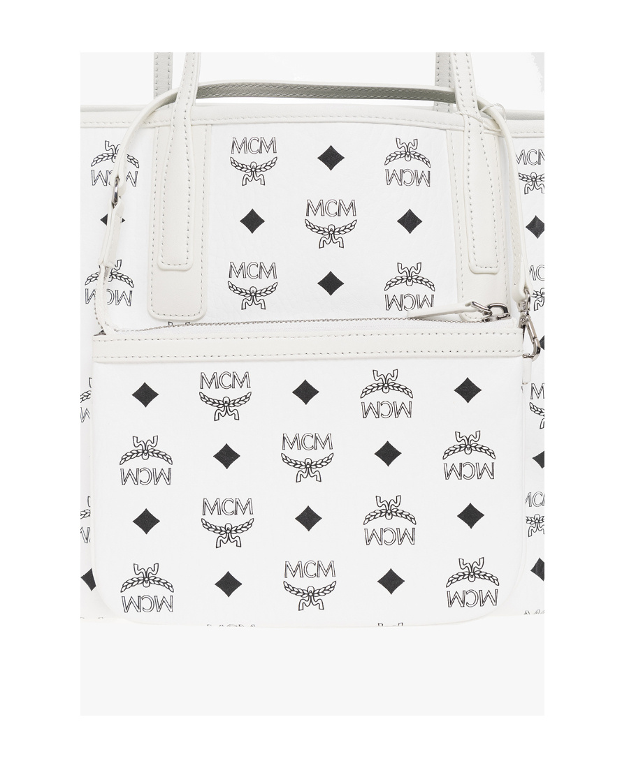 Mcm White Canvas Reversible Liz Shopping Bag In White