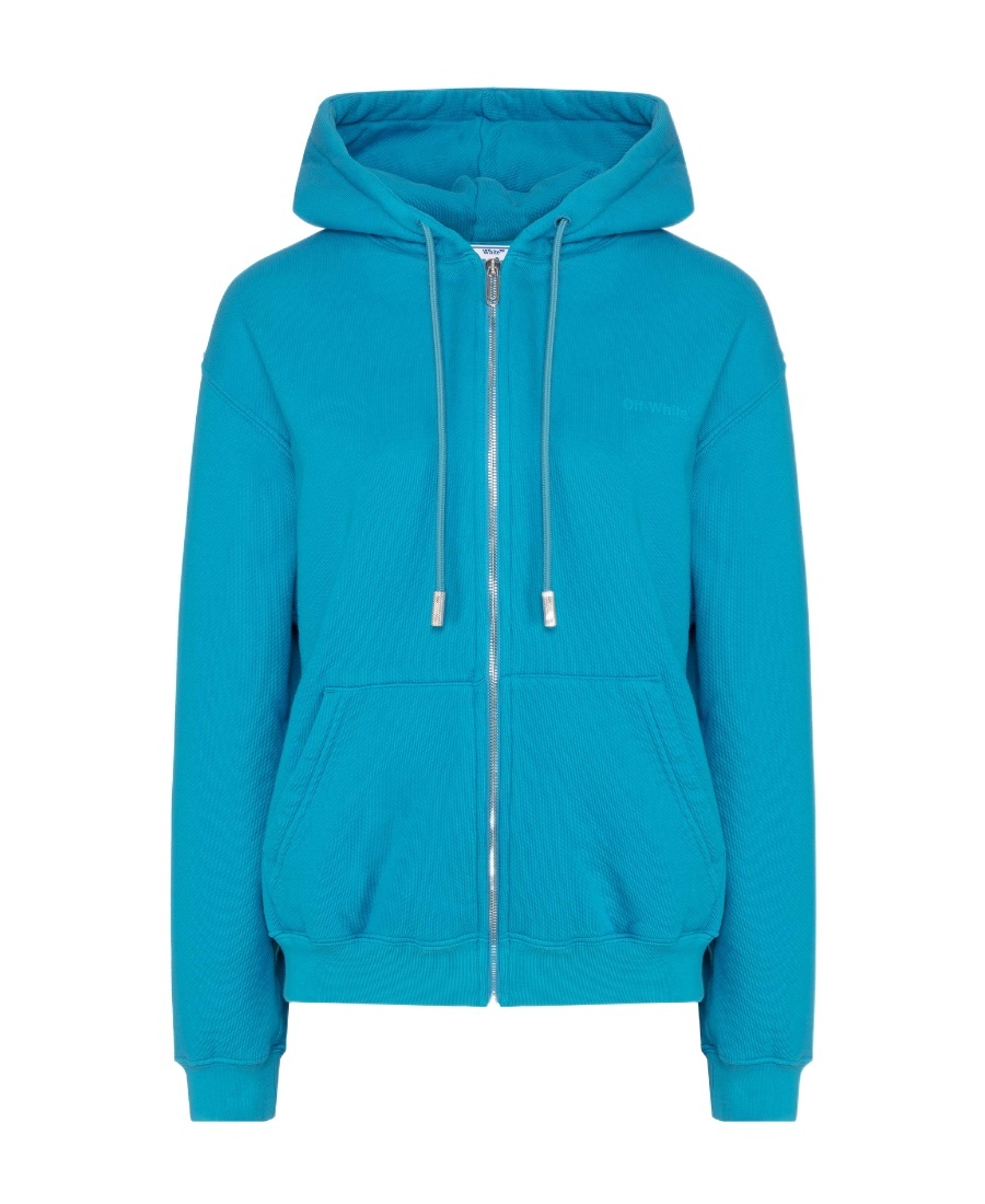 Off-white Diag-print Zip-front Hoodie In Blue