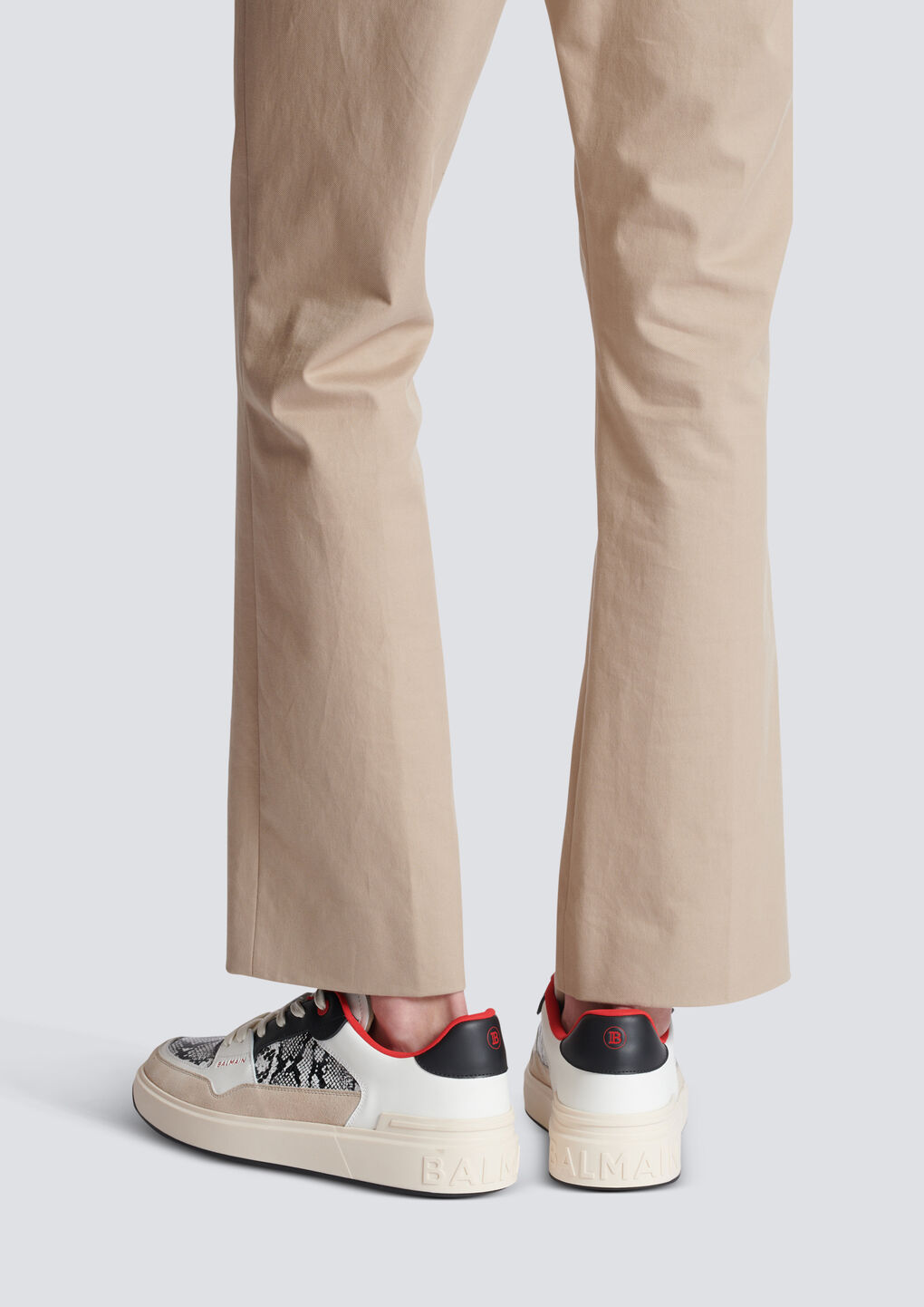 Balmain B-court Flip Snakeskin-effect Leather And Suede Trainers