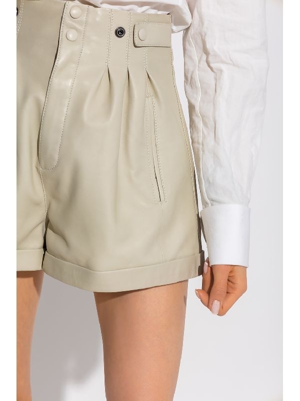 Saint Laurent High-waisted Leather Shorts In White