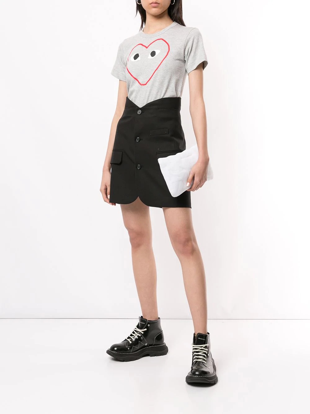 Comme Des Garçons Play Logo-print Crew Neck T-shirt In White