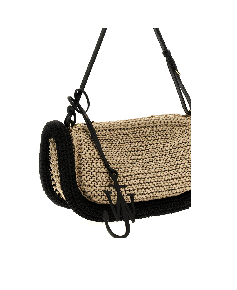 Jw Anderson Bumper-15 Crochet-knit Shoulder Bag In Black
