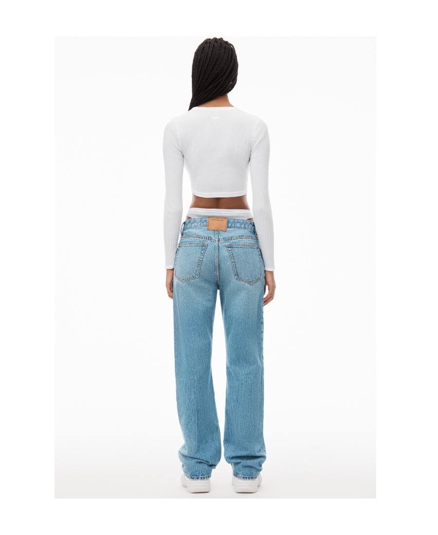 ALEXANDER WANG LAYERED HIGH-RISE STRAIGHT-LEG JEANS