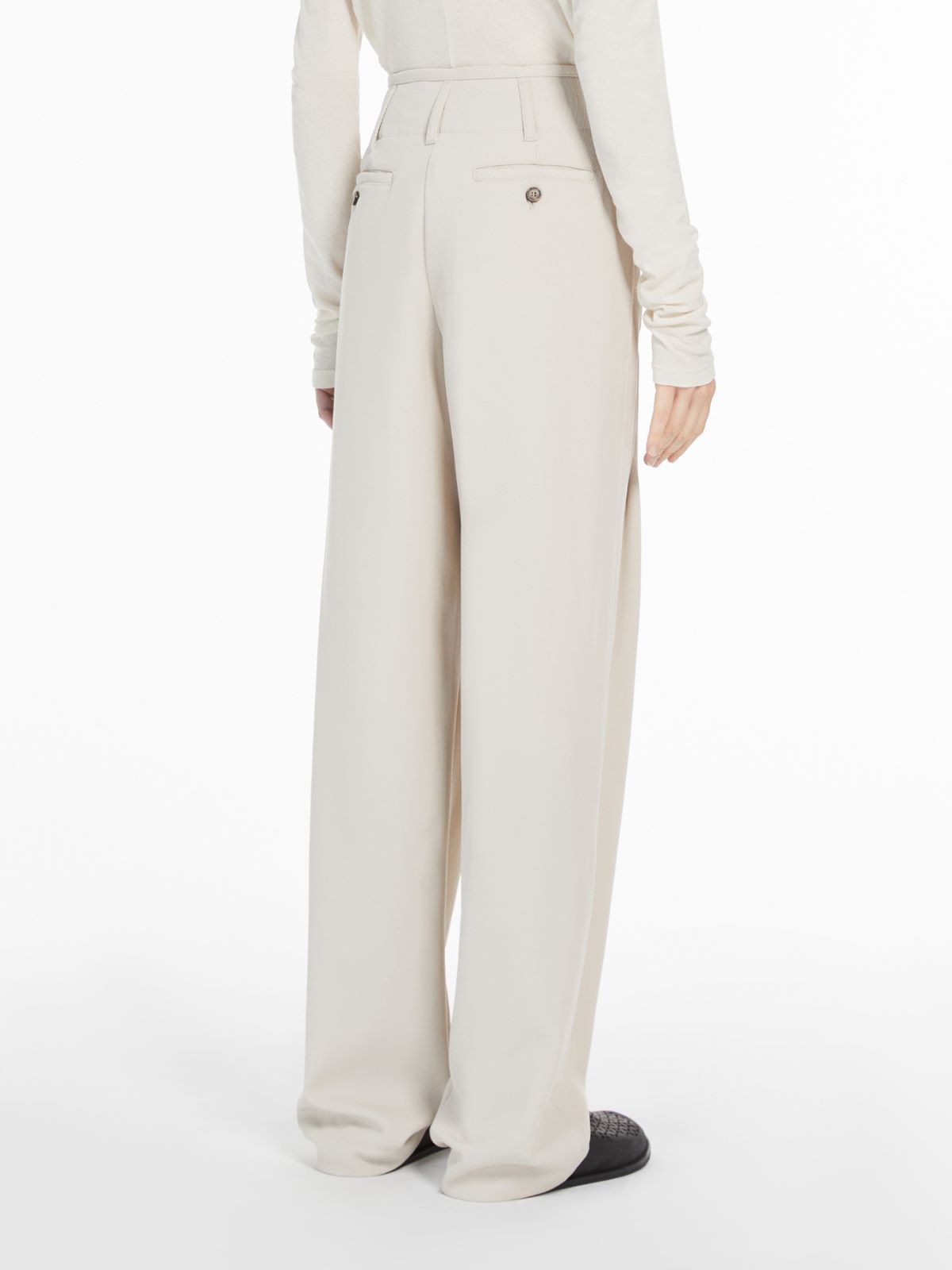 Weekend Max Mara Wool Canvas Wide-leg Pants In White