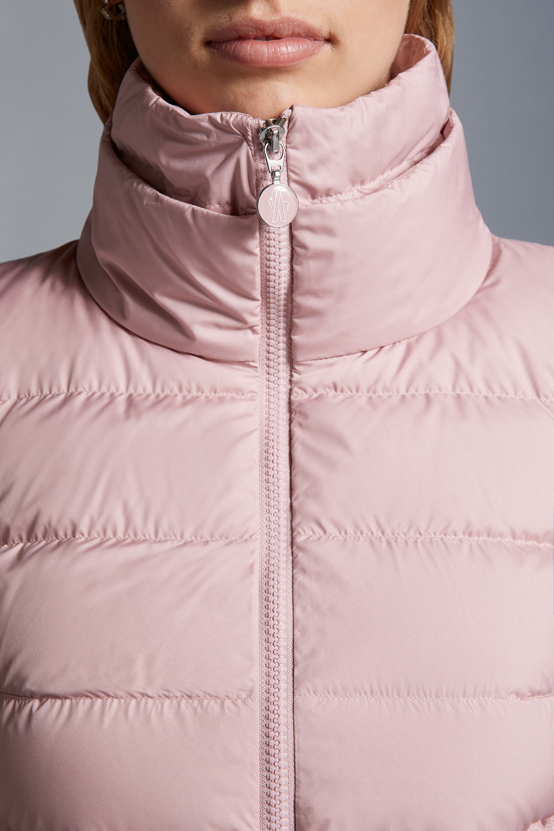 Moncler Padded Wool Spliced Cardigan In Pink