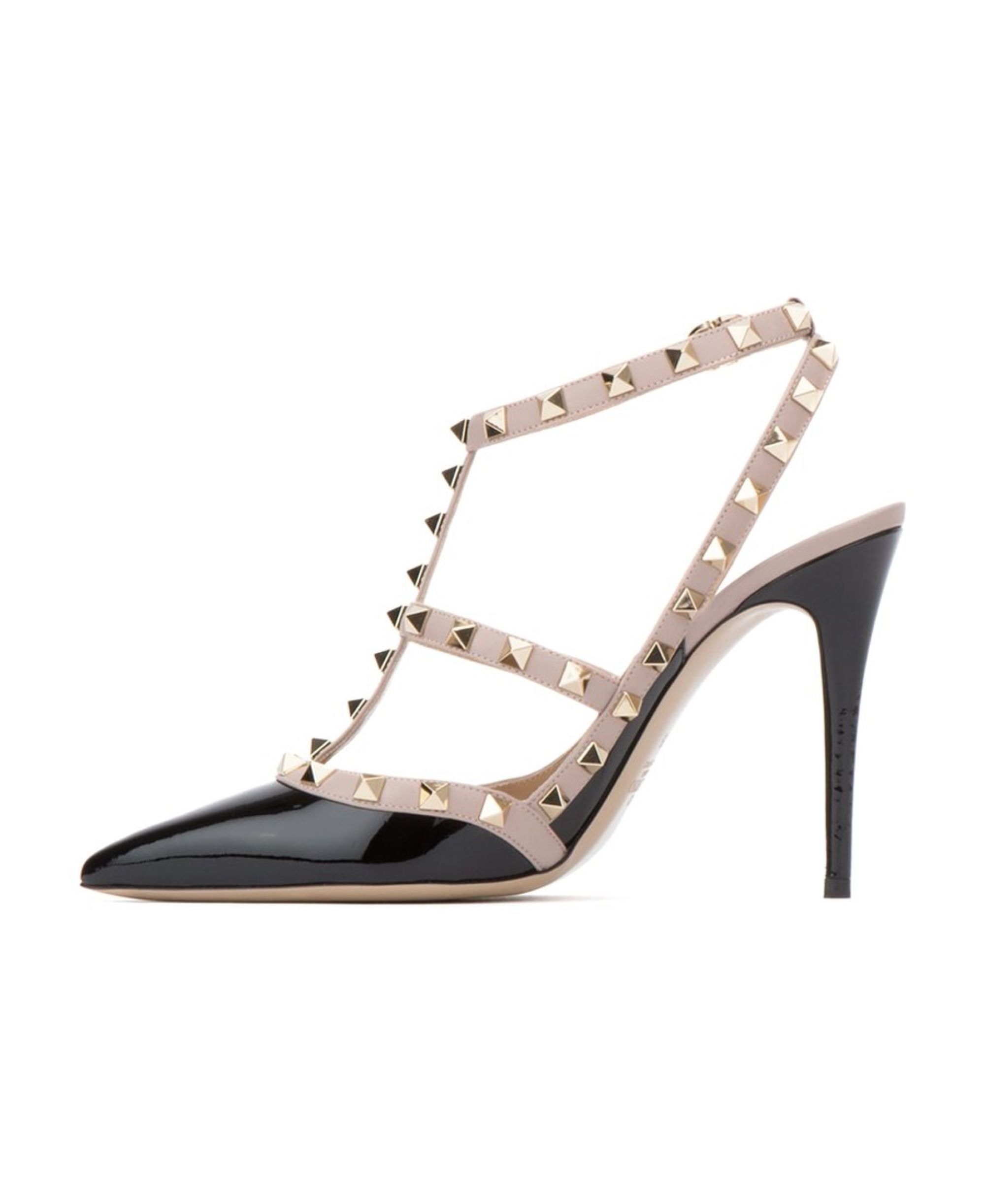 Shop Valentino Patent Rockstud Caged Pump 100mm In Black