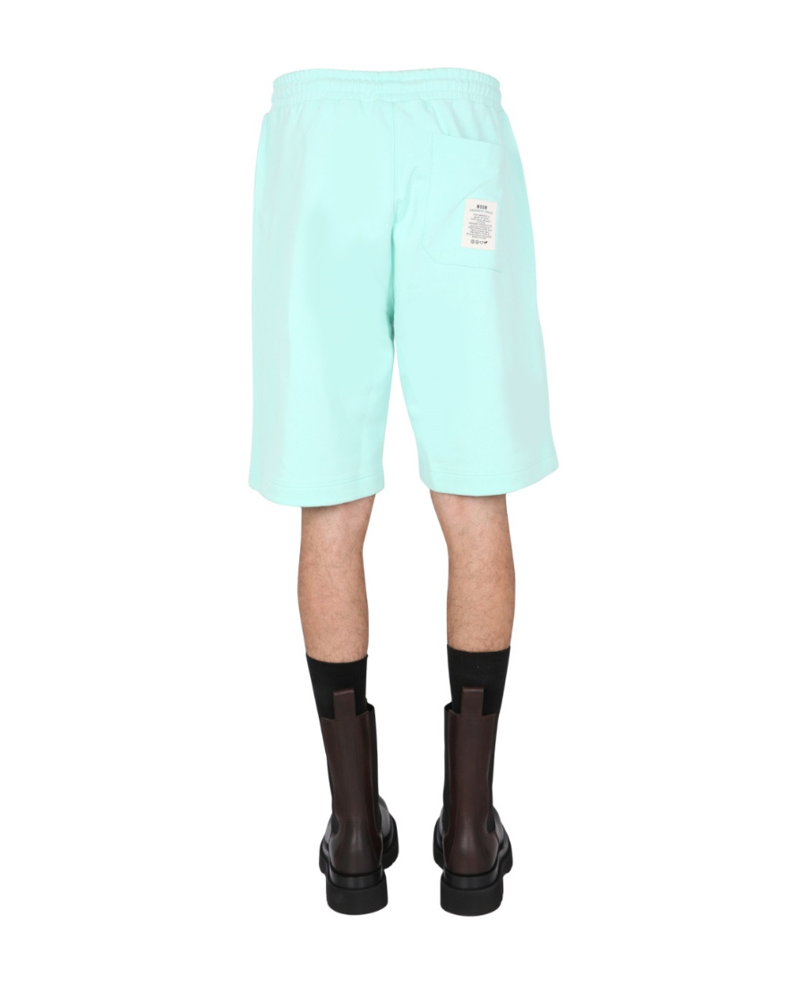 Msgm Fantastic Green Bermuda In Blue
