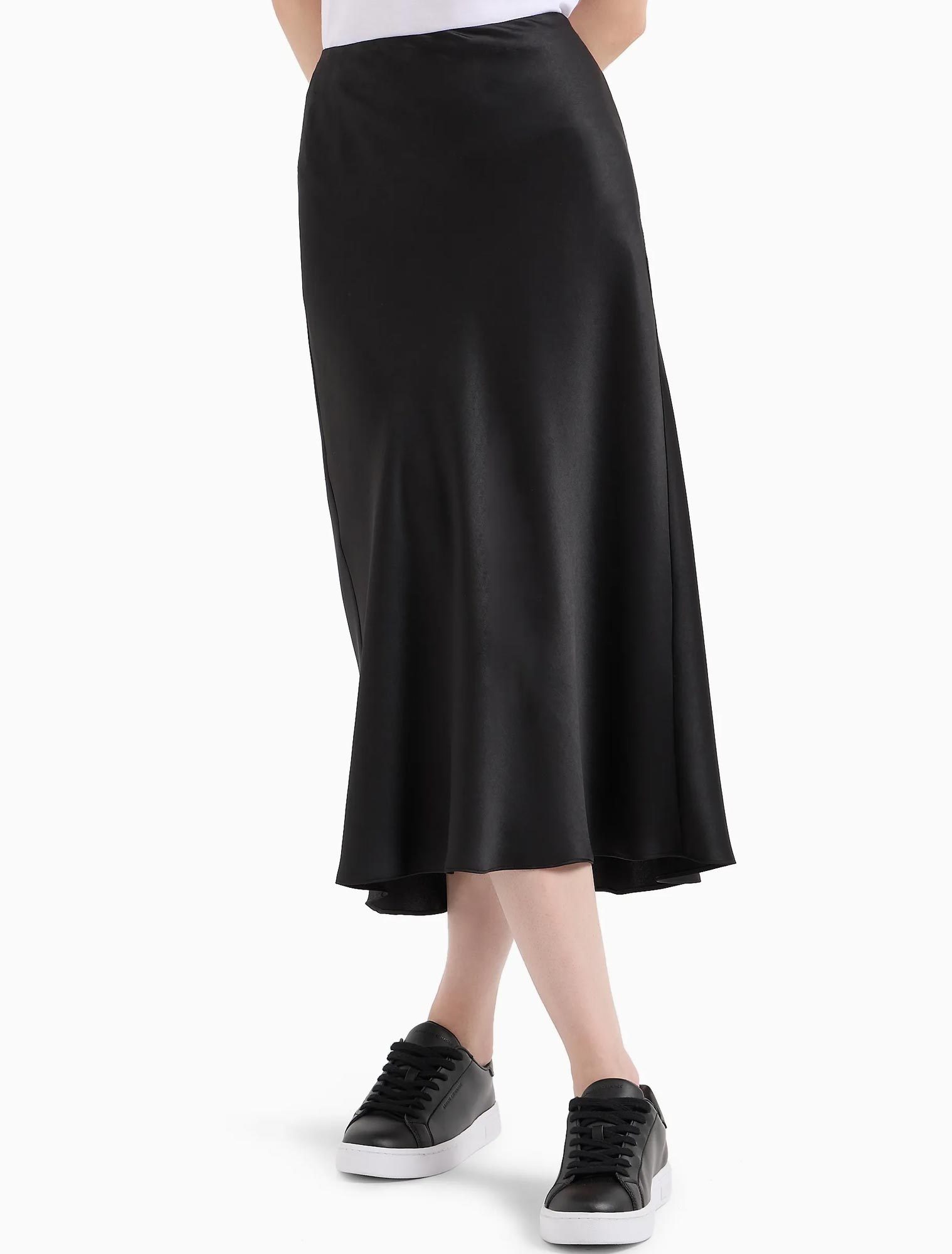 Armani Exchange Asv Satin Midi Skirt In Black