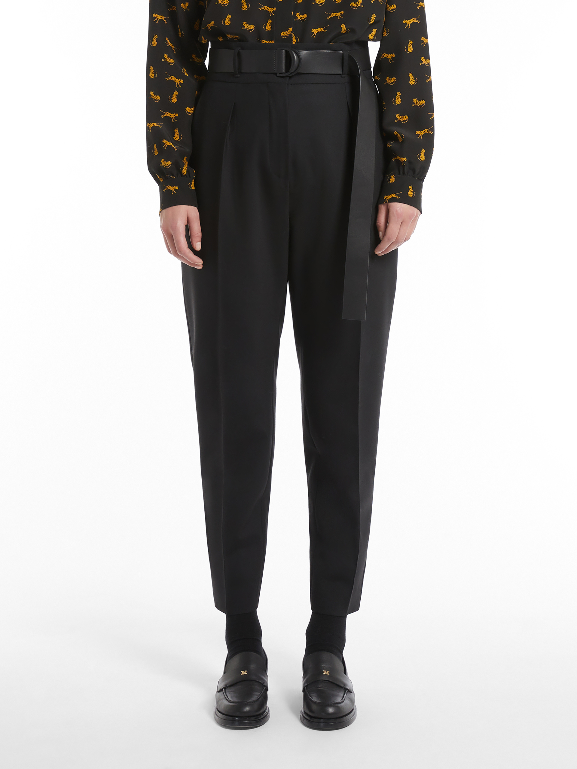Max Mara Wool Casual Trousers In Black