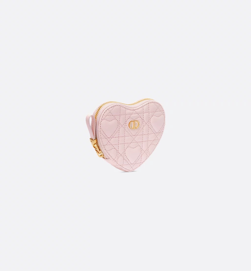 Dior Caro Heart-shaped Chain Clutch In Pink