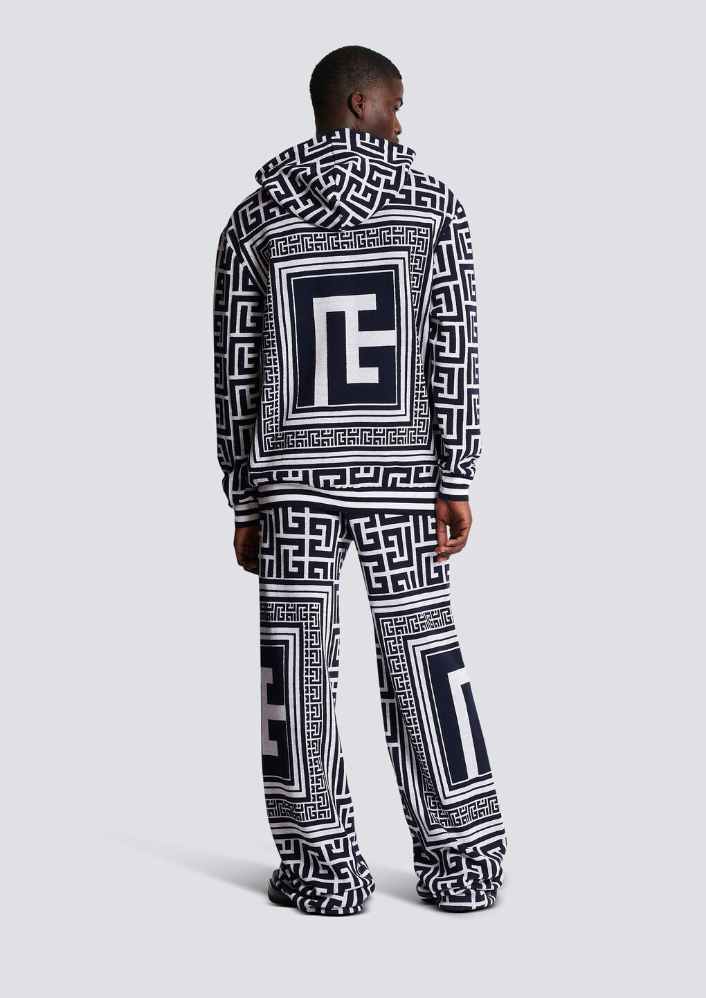Balmain Two-tone Wool Blend Sweatshirt In Black