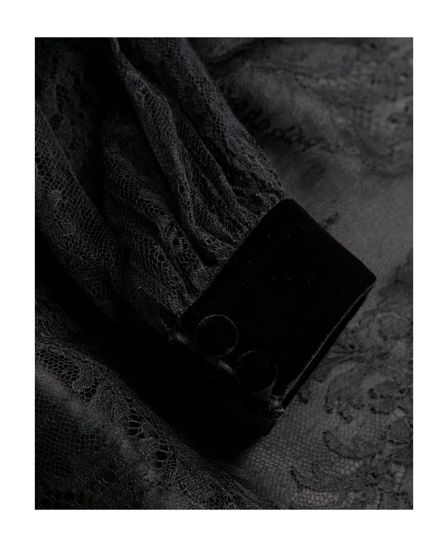 Saint Laurent Lace-detail Layered Mini Dress In Black