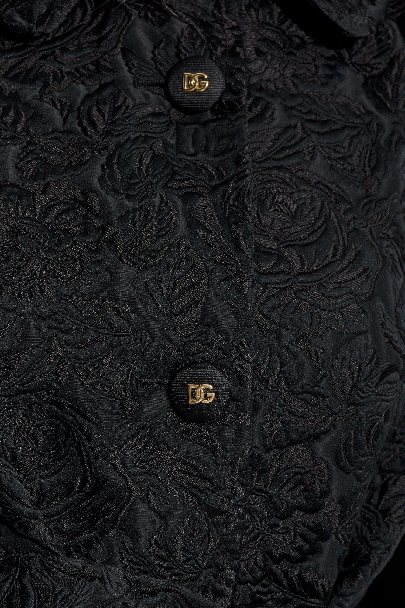 Dolce & Gabbana Floral-jacquard Coat In Schwarz