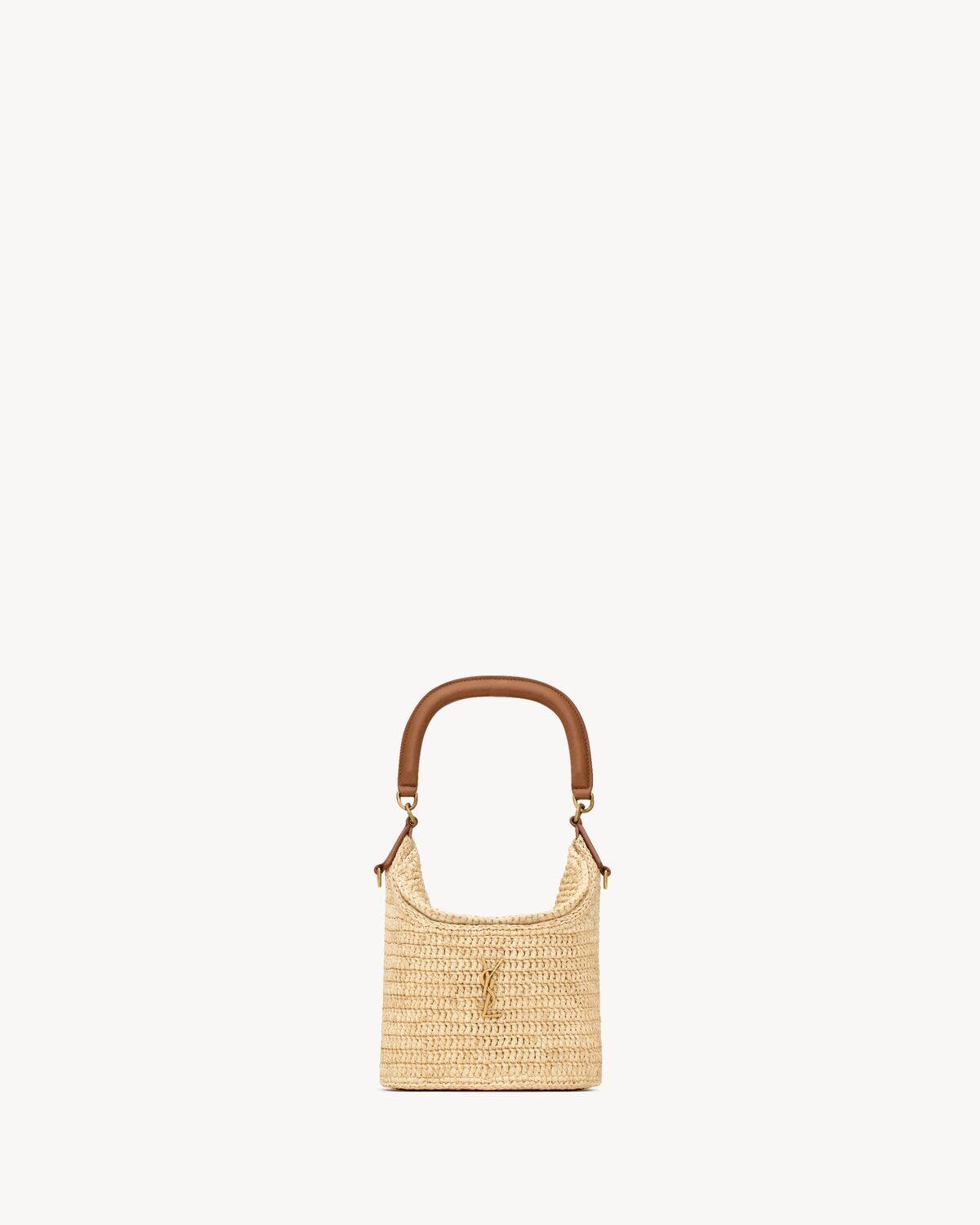 Saint Laurent Gaby Bucket Bag In Raffia In Brown