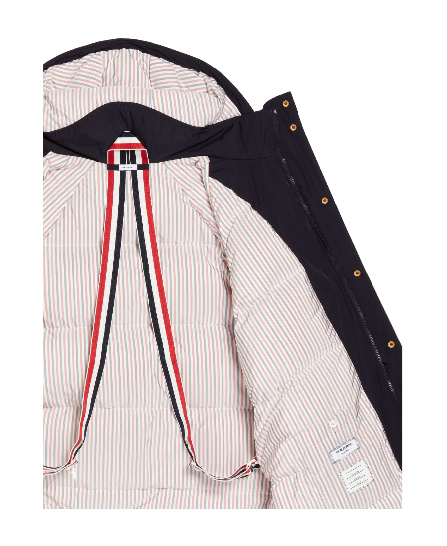 Thom Browne Downfill Hooded Football 4-bar Parka In Black