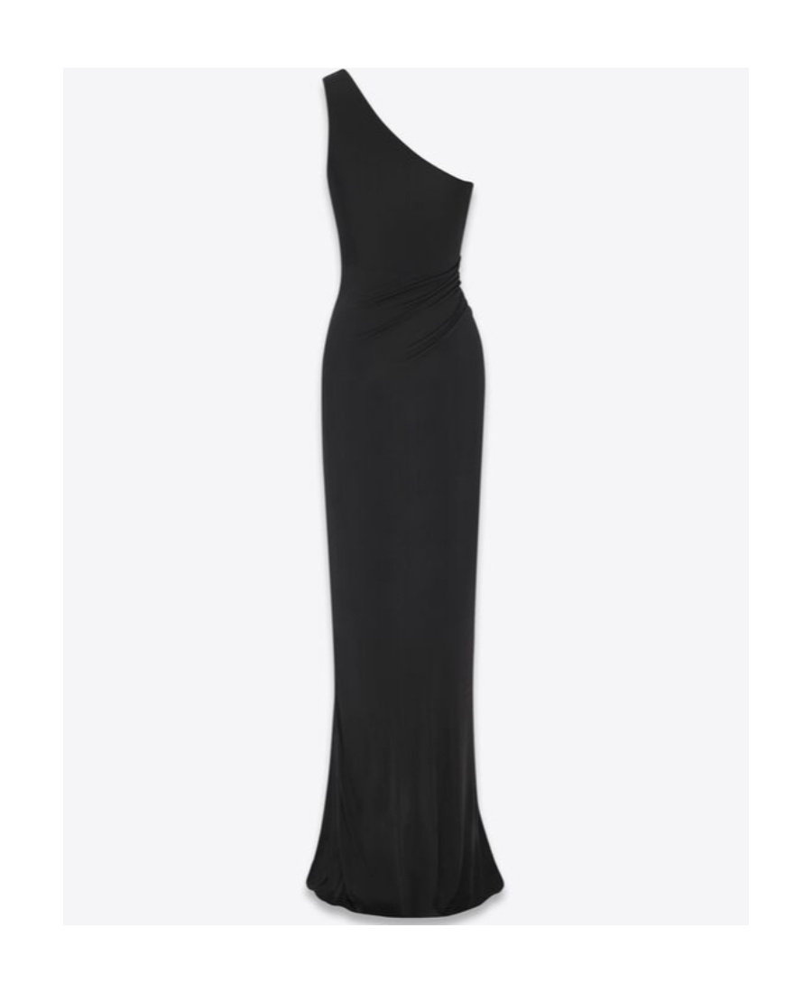 Saint Laurent Certifiable Viscose Draped Dress In Black