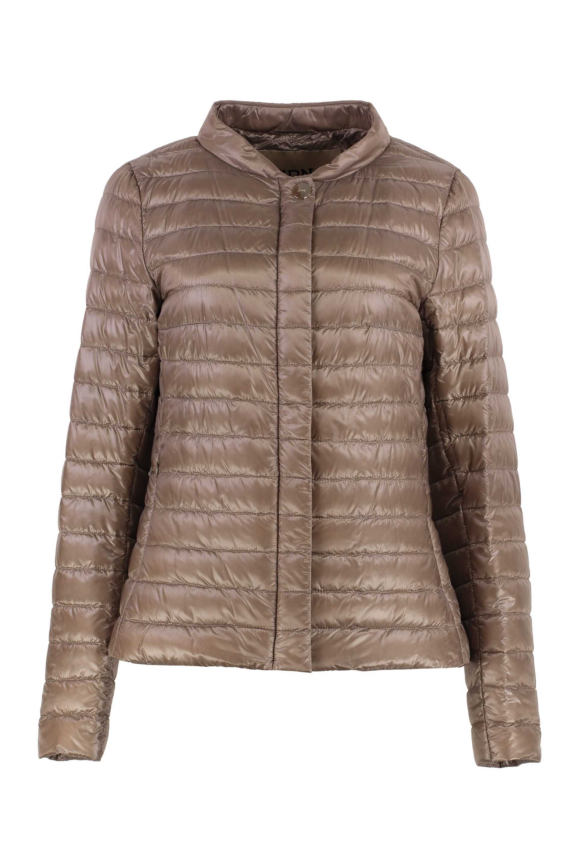 Herno Elena Short Down Jacket In Brown
