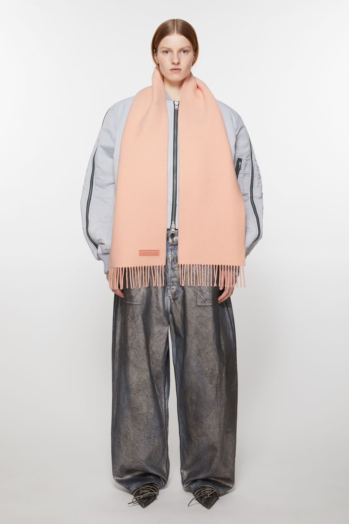 Acne Studios Fringed Wool Scarf In Pink