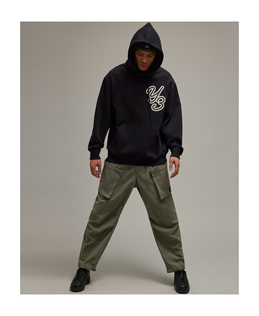 Y-3 Adidas Y 3 Black Logoed Hoodie In Black