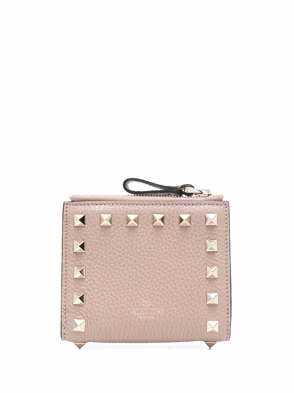 Valentino Rockstud Bi-fold Wallet In Nude