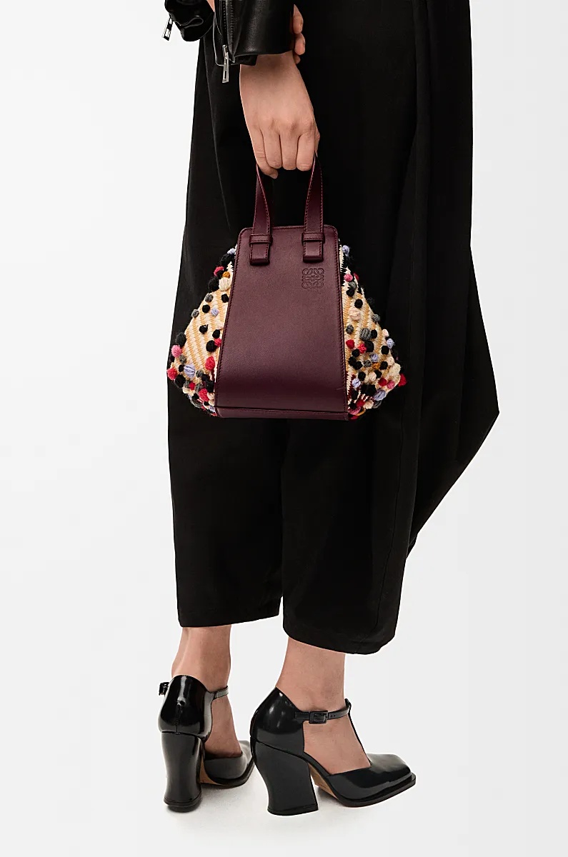 Loewe Embroidered Fabric Hammock Compact Shoulder Bag In Multi