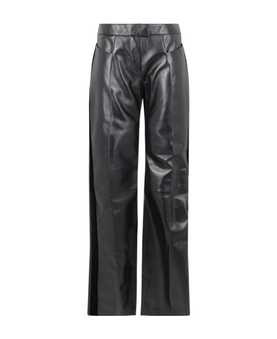 Shop Tom Ford Flared Leather Trousers In Black